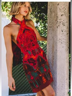 NWT Cara Cara Perla Halter Tropical Mini Dress Sanibel Island Pink Size 8